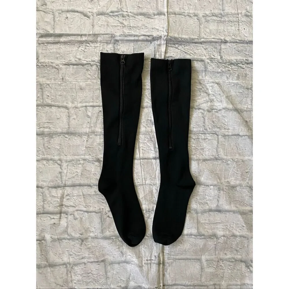 Men’s one size compression zippered socks black brand new